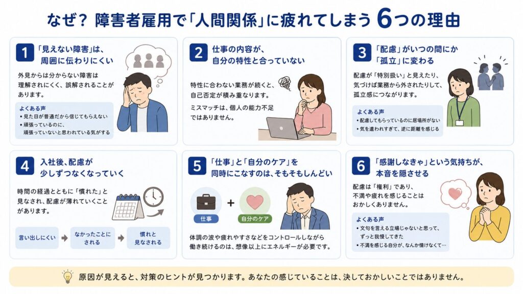 なぜ？ 障害者雇用で「人間関係」に疲れてしまう6つの理由