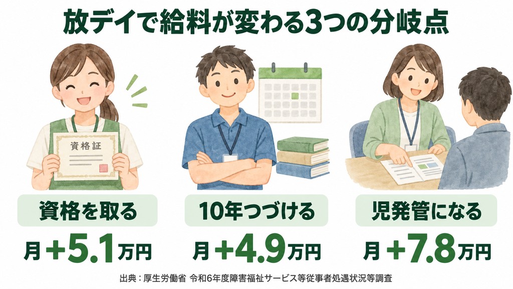 放デイで給料が変わる3つの分岐点