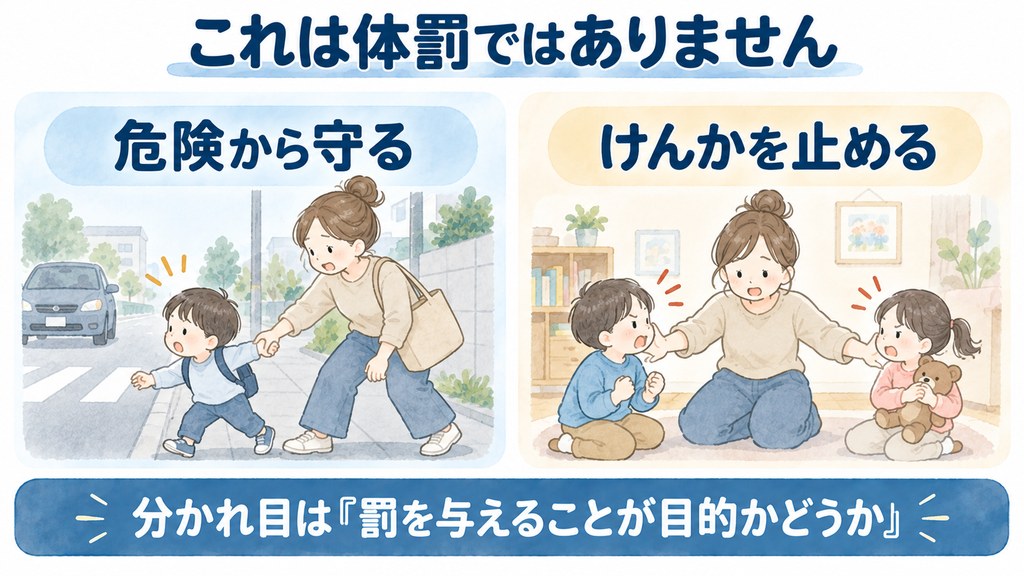 これは体罰ではありません。危険から守る・けんかを止める