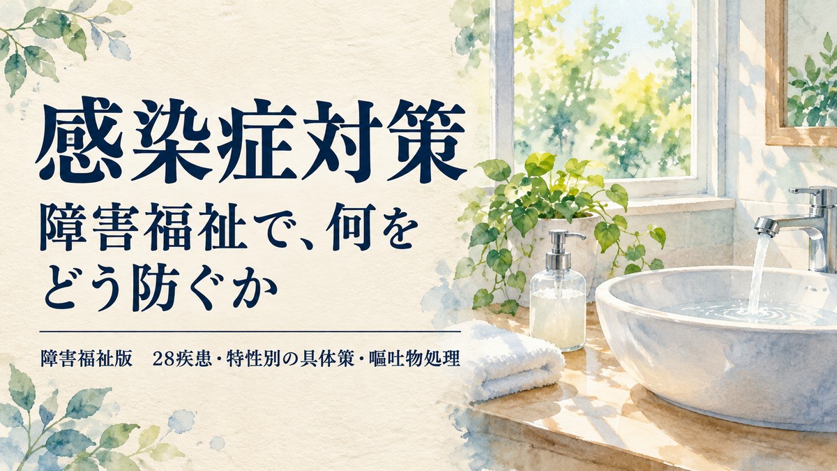 障害福祉の感染症対策【2026年版】インフル・コロナ・ノロなど28疾患の基礎と障害特性別の具体策｜放デイ・GH・生活介護