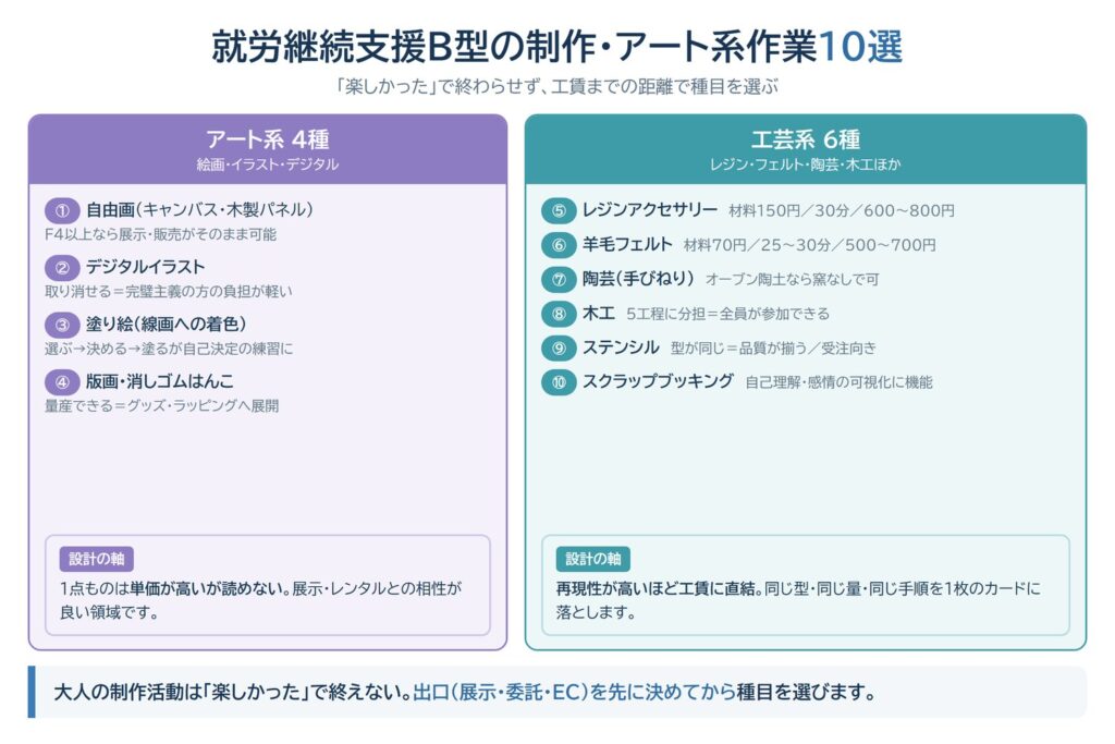就労継続支援B型の制作・アート系作業10選の一覧