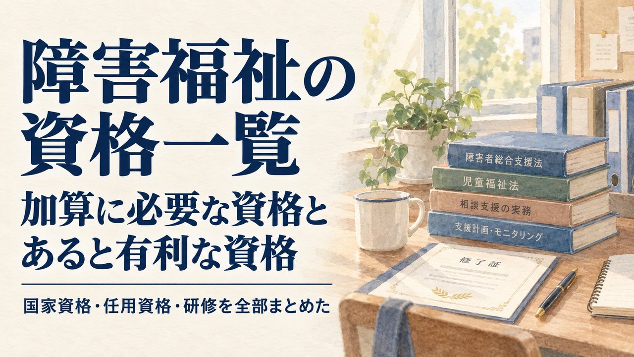 障害福祉の資格一覧。加算に必要な資格と、あると有利な資格