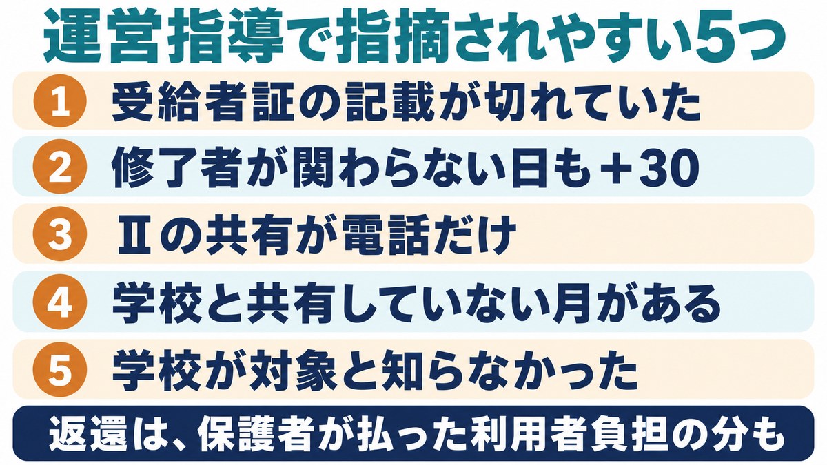 個別サポート加算で運営指導で指摘されやすい5つのパターン