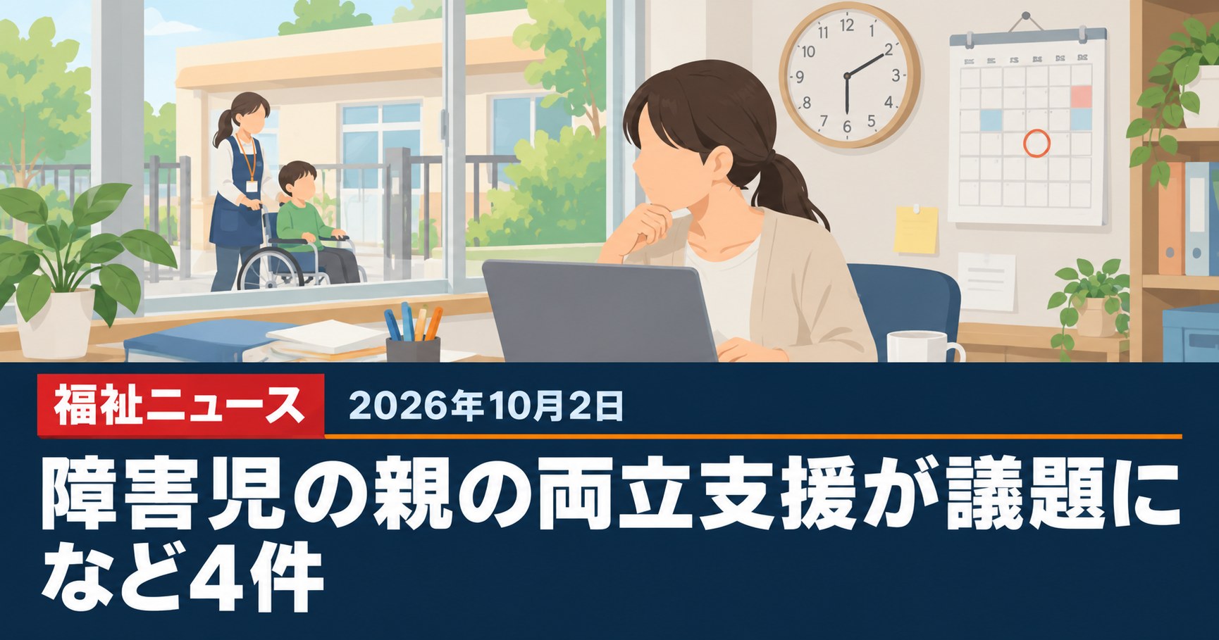 【2026年10月2日の福祉ニュース】障害児・医療的ケア児の親の両立支援が検討項目になど4件