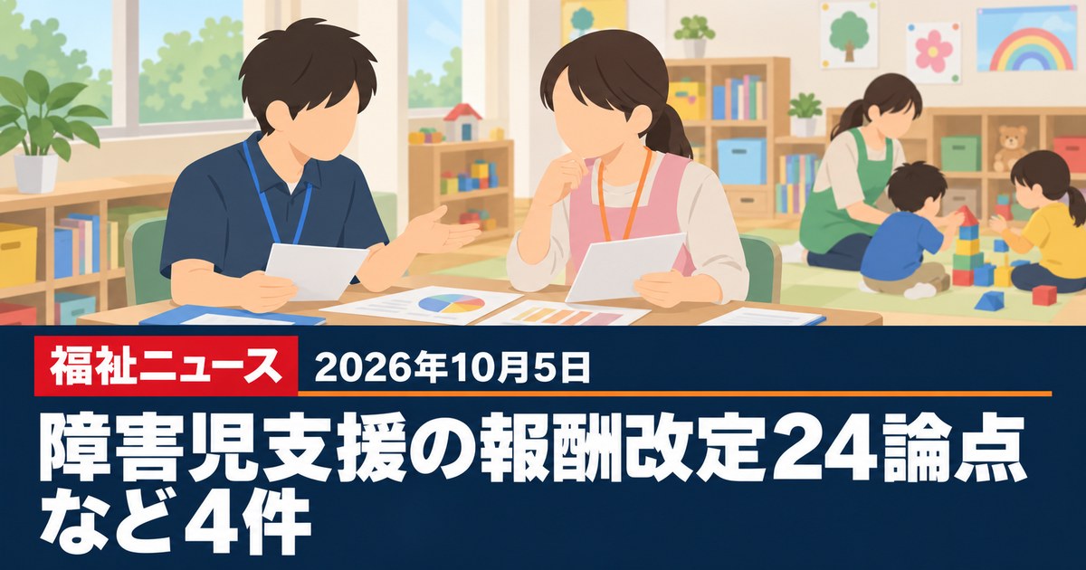 【2026年10月5日の福祉ニュース】障害児支援の報酬改定は24論点 加算の統合案など4件