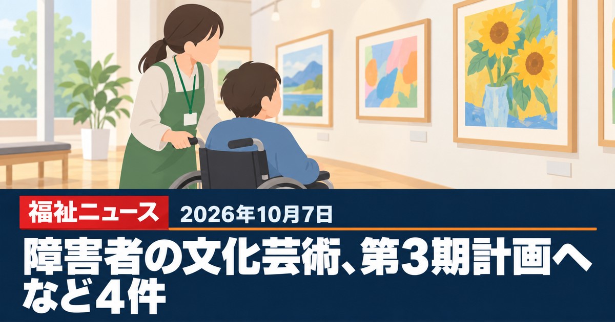【2026年10月7日の福祉ニュース】障害者の文化芸術、第3期計画は令和10年3月公表の案など4件