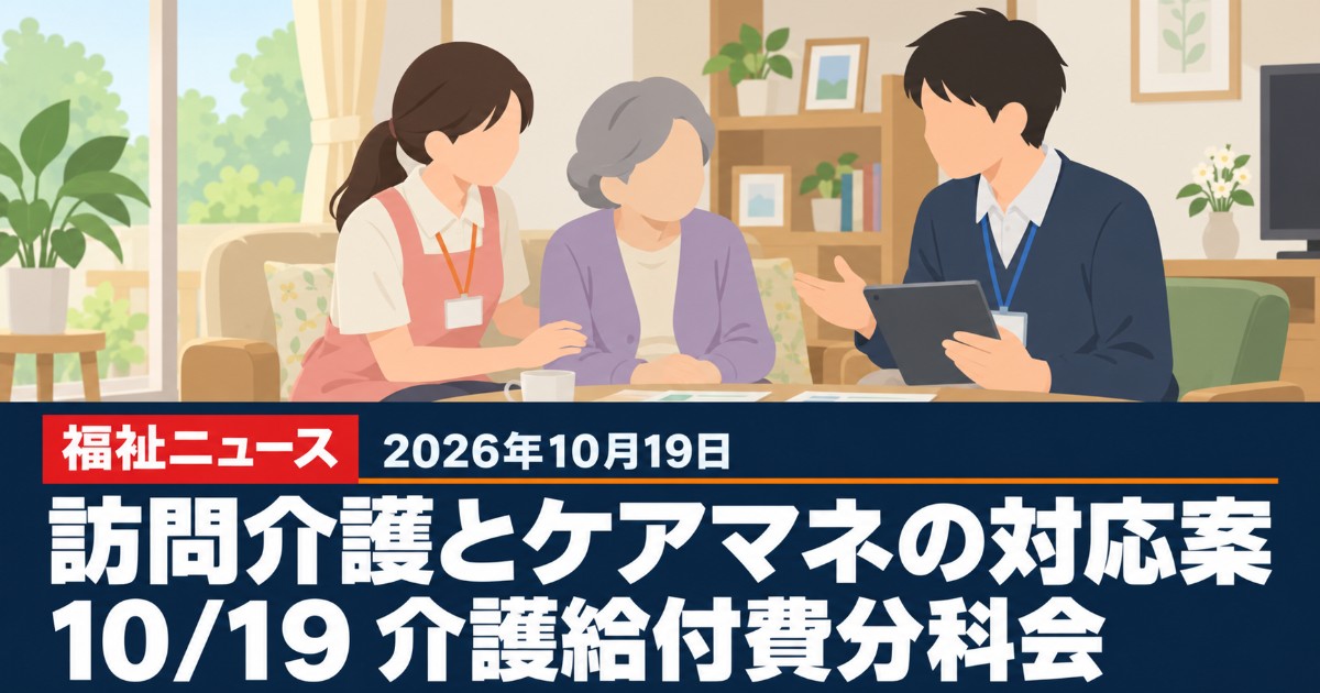 訪問介護の初回加算と、ケアマネの障害福祉サービス調整を評価する案（10/19給付費分科会）｜10月19日の福祉ニュース
