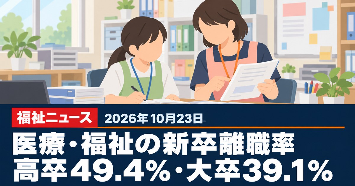 医療・福祉の新卒離職率 高卒49.4%・大卒39.1%｜2026年10月23日の福祉ニュース