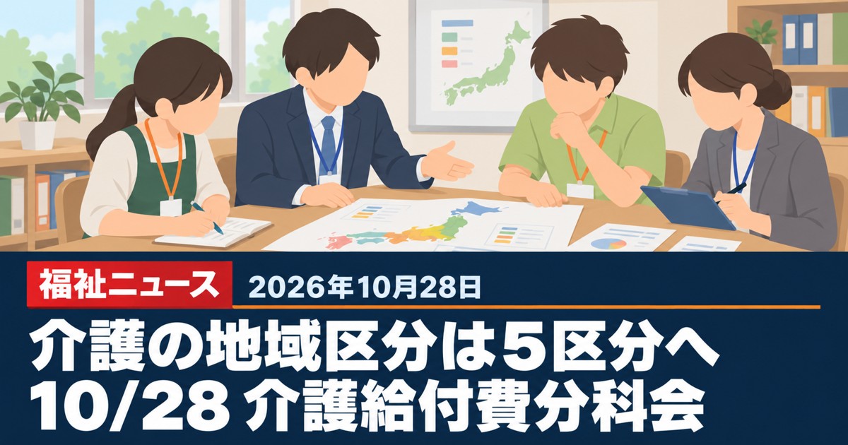 介護の地域区分、公務員の地域手当に合わせる案・経過措置は令和11年度末まで（10/28介護給付費分科会）、10月28日の福祉ニュース